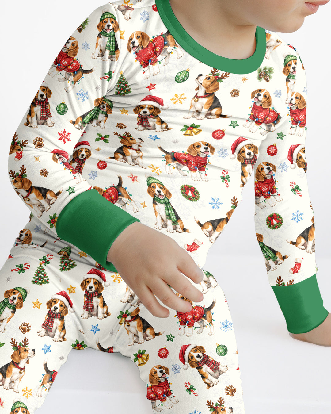 Beagle Christmas Bamboo Two Piece Long Sleeve Pajama Set