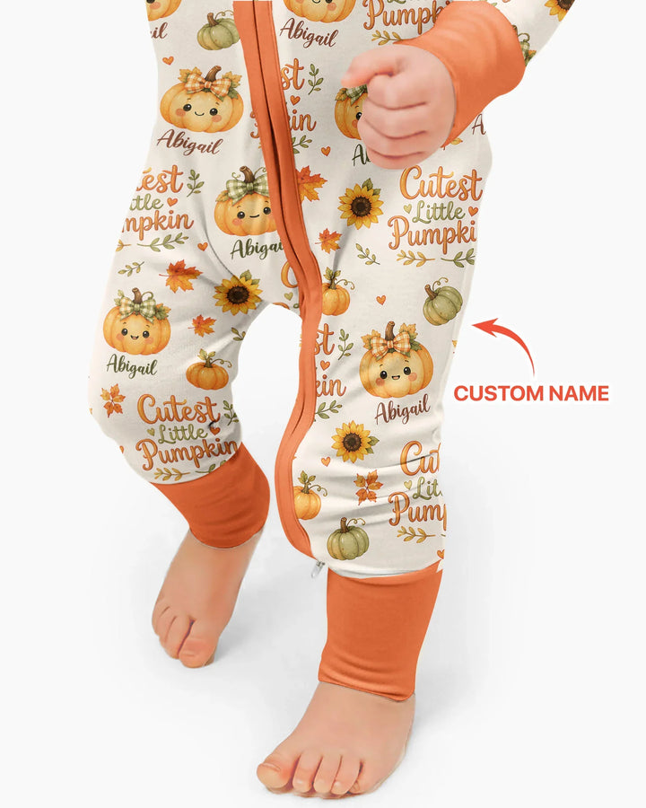 Custom Name Cutest Little Pumpkin Bamboo Convertible Zippy