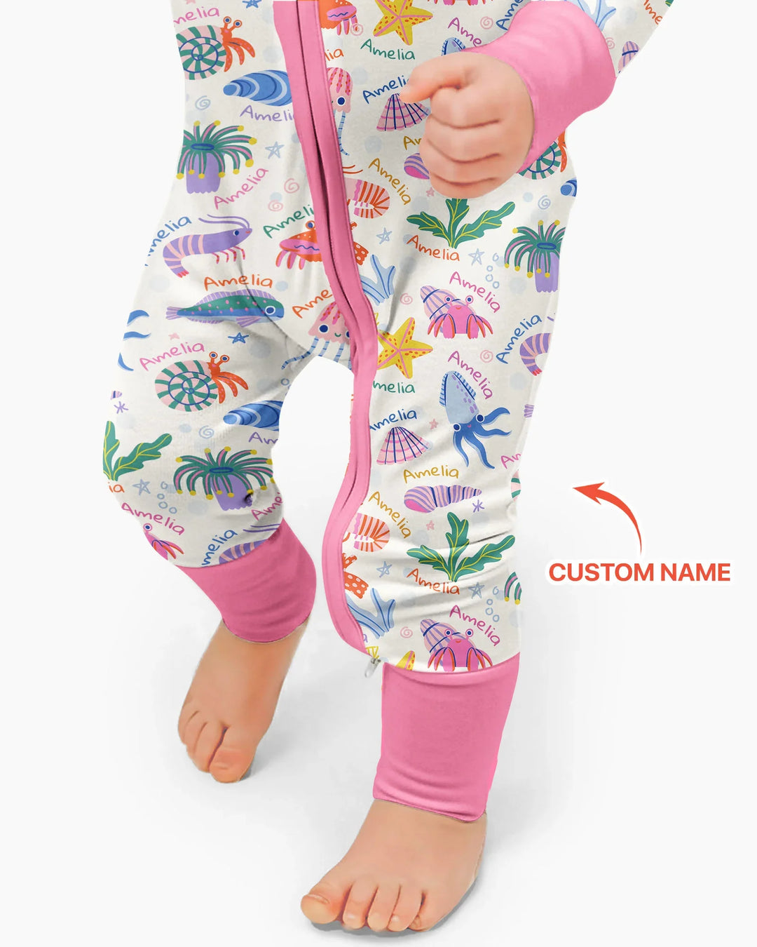Tide Pool Pals Custom Name Bamboo Convertible Zippy