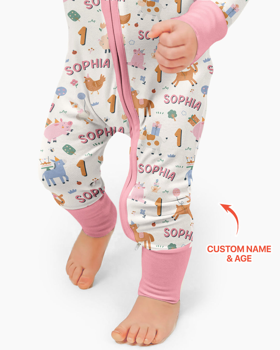 Personalized Farm Animals Birthday Bamboo Convertible Zippy