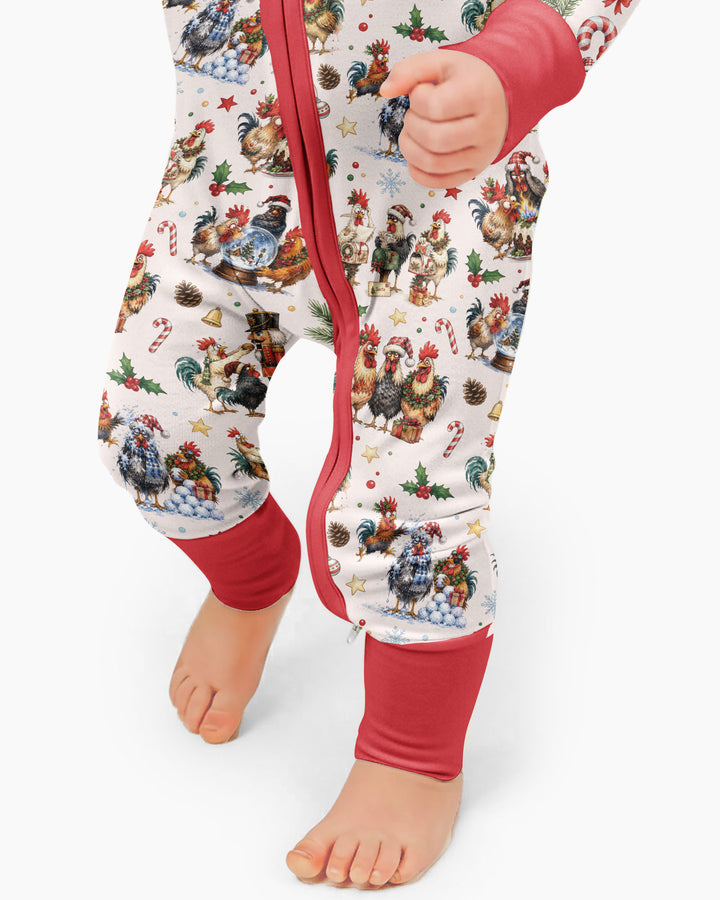 Funny Roosters On Christmas Bamboo Convertible Zippy