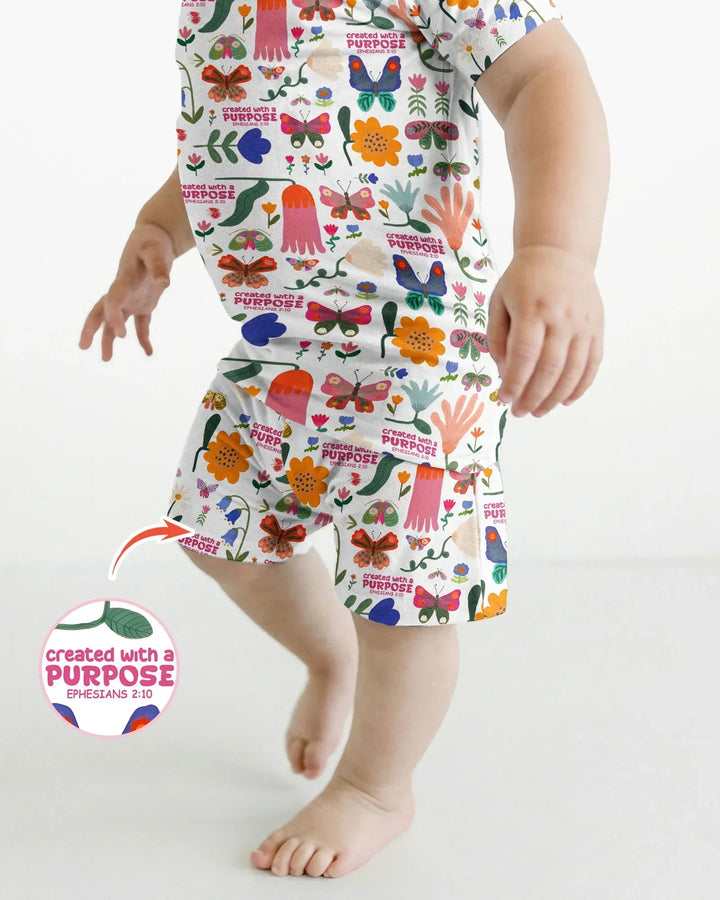 Zweiteiliges, kurzärmliges Pyjama-Set mit Marienkäfern