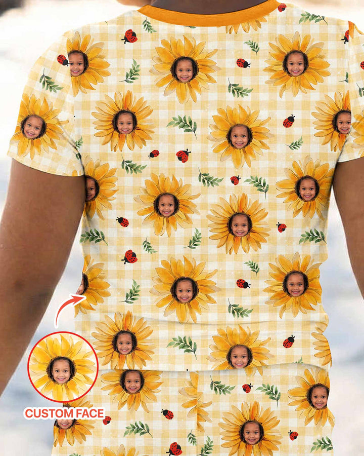 Custom Photo Be The Sunshine Bamboo Two Piece Short Sleeve Pajama Set
