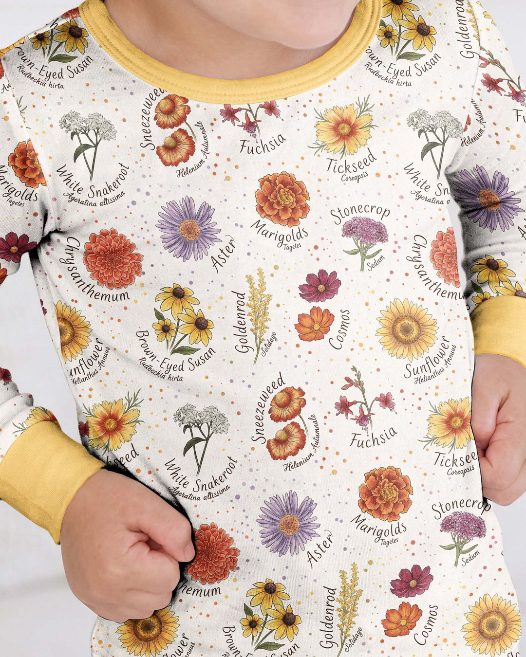 Autumn Blooms of North America Bamboo Two Piece Long Sleeve Pajama Set