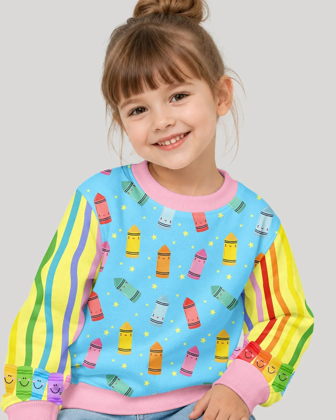 Happy Crayon Friends Bamboo Crewneck Sweatshirt