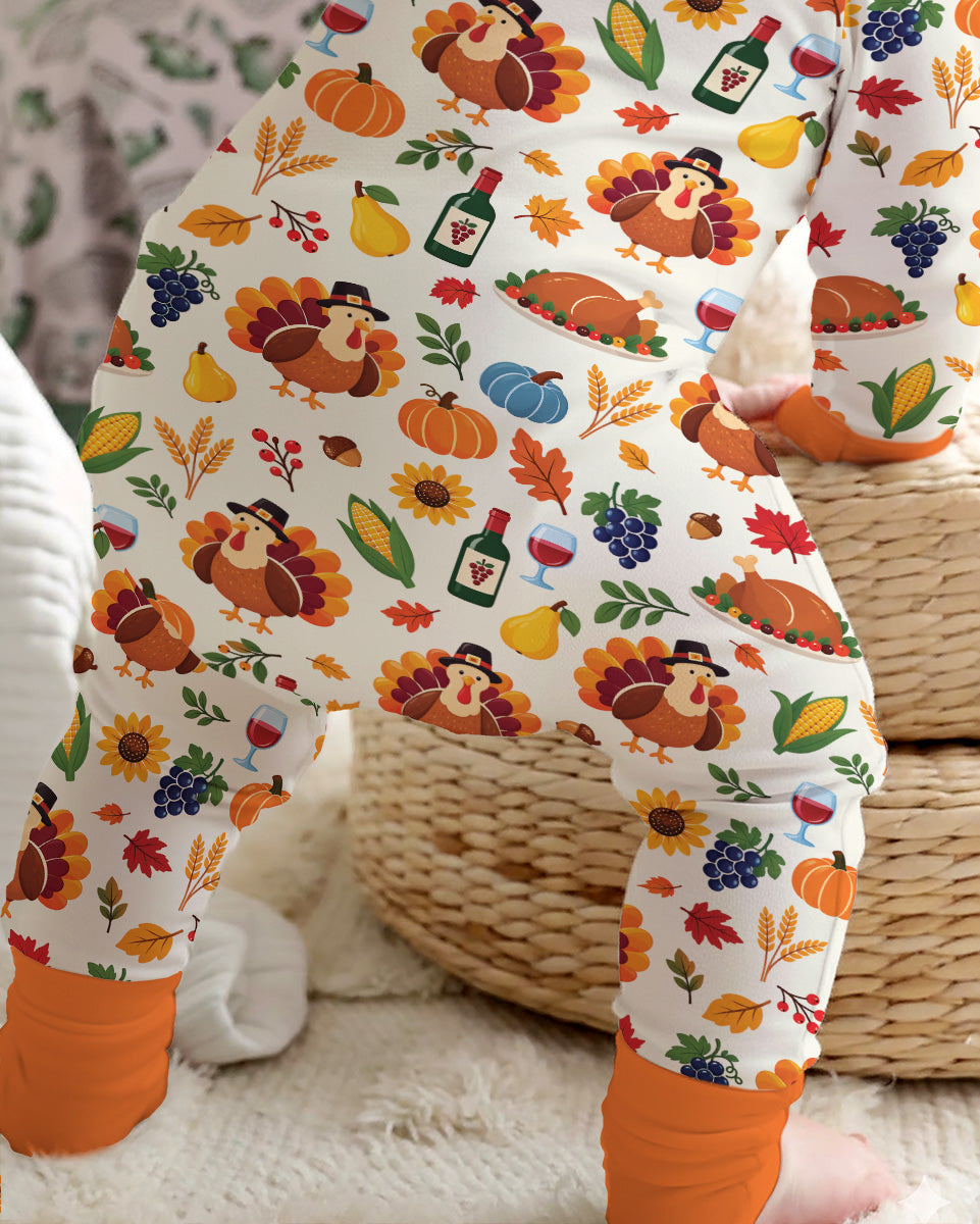 Thanksgiving Turkey Wine Harvest Bamboo Convertible Zippy