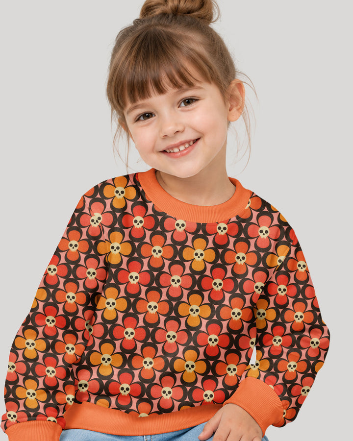Retro Skull Flower Halloween Bamboo Crewneck Sweatshirt