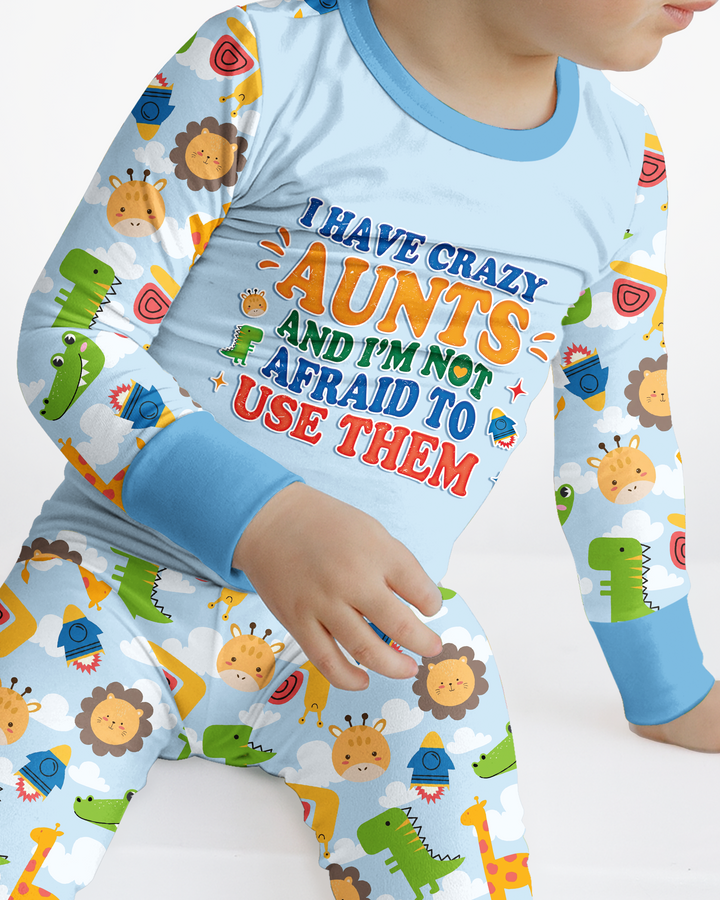 I Have Crazy Aunts Bamboo Two Piece Long Sleeve Pajama Set