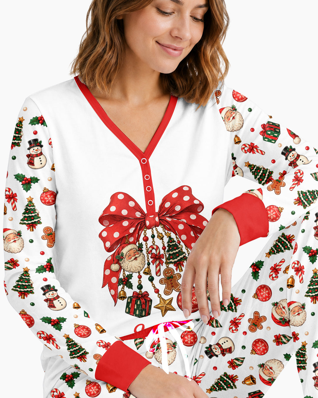 Custom Name Christmas The Bow Bamboo Women Pajama Set