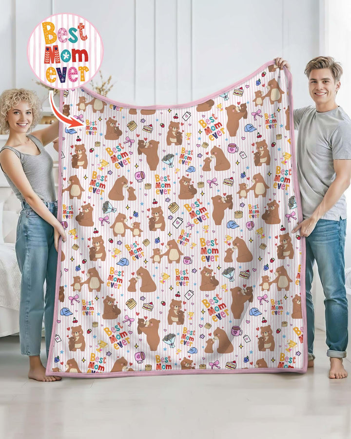 Best Mama Bear Ever Family Matching Bamboo Blanket
