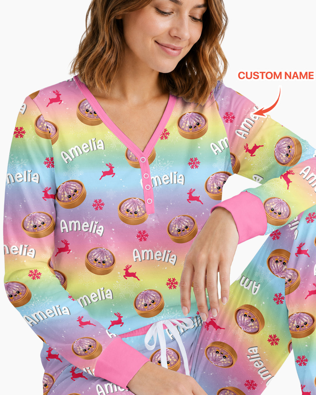 Christmas Cutie Dumpling Bamboo Women Pajama Set