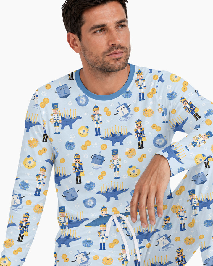 Hanukkah Nutcracker King Family Matching Bamboo Men's Pajama Set