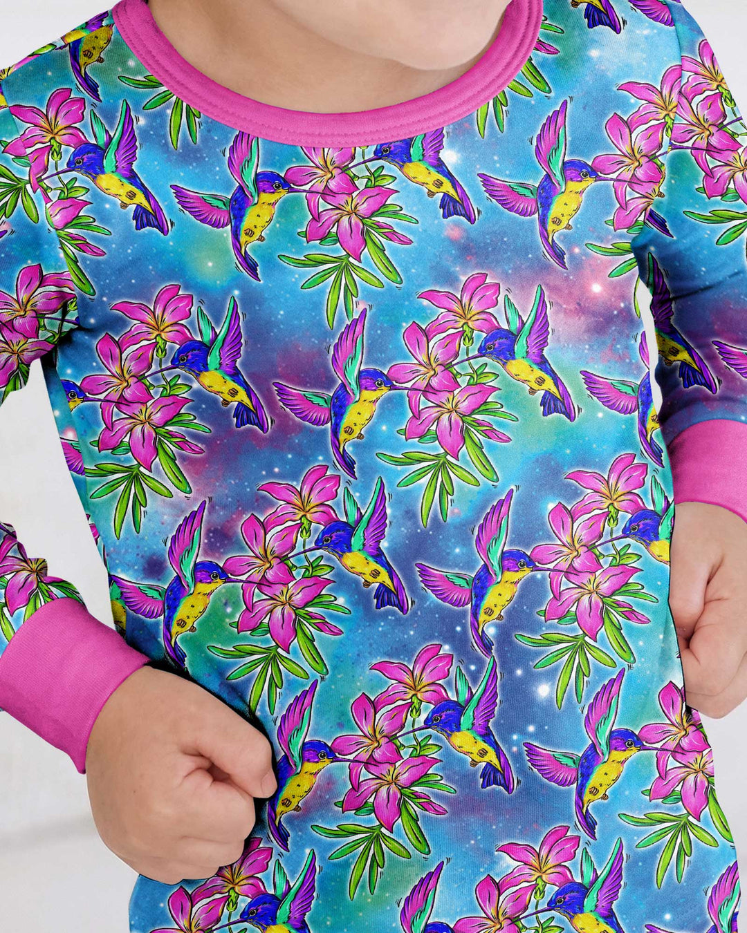 Floral Hummingbird Bamboo Two Piece Long Sleeve Pajama Set