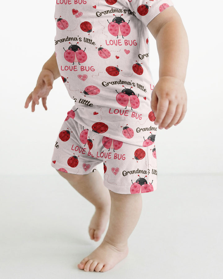 Grandma's Little Love Bug Bamboo Two Piece Short Sleeve Shorts Pajama Set