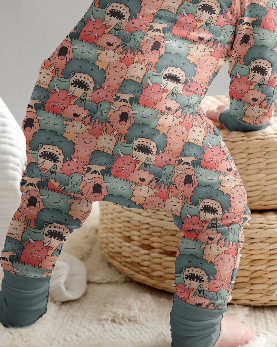 Cute Monster Crowd Bamboo Convertible Zippy