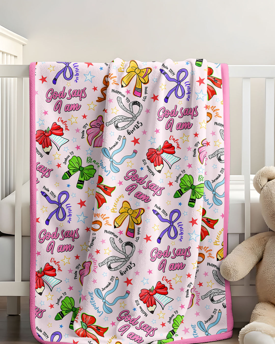 Pencil Bows God Says I Am Bamboo Blanket