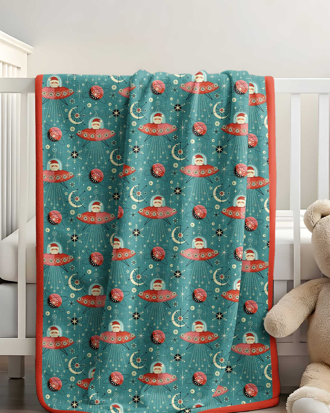 Atomic Santas in Space Bamboo Blanket