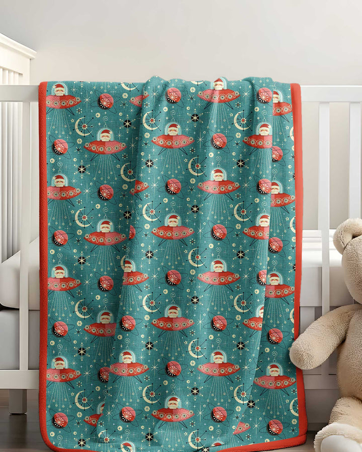 Atomic Santas in Space Bamboo Blanket