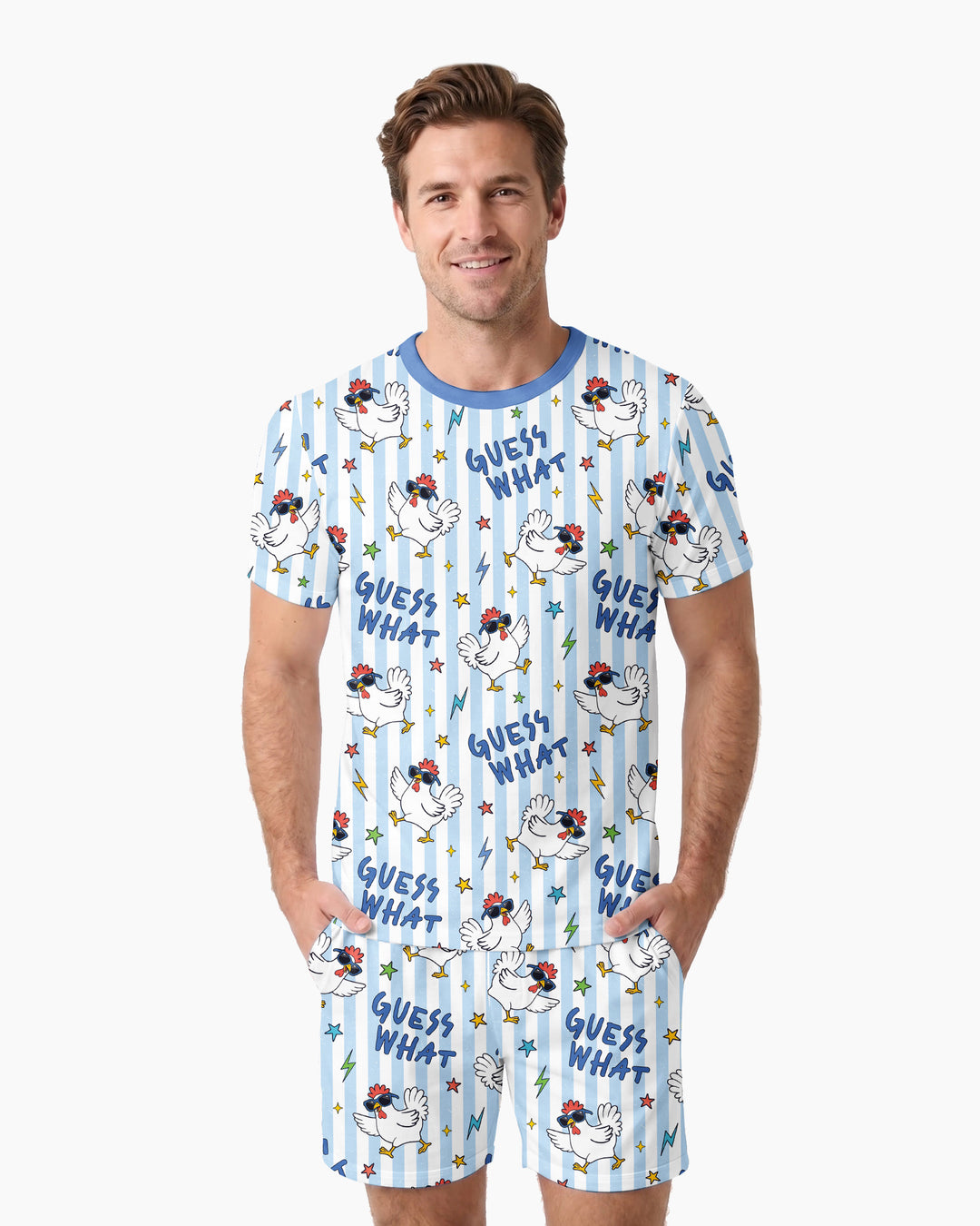 Guess What? Chicken Butt! Bamboo Men Short Sleeve Short Pajama Set