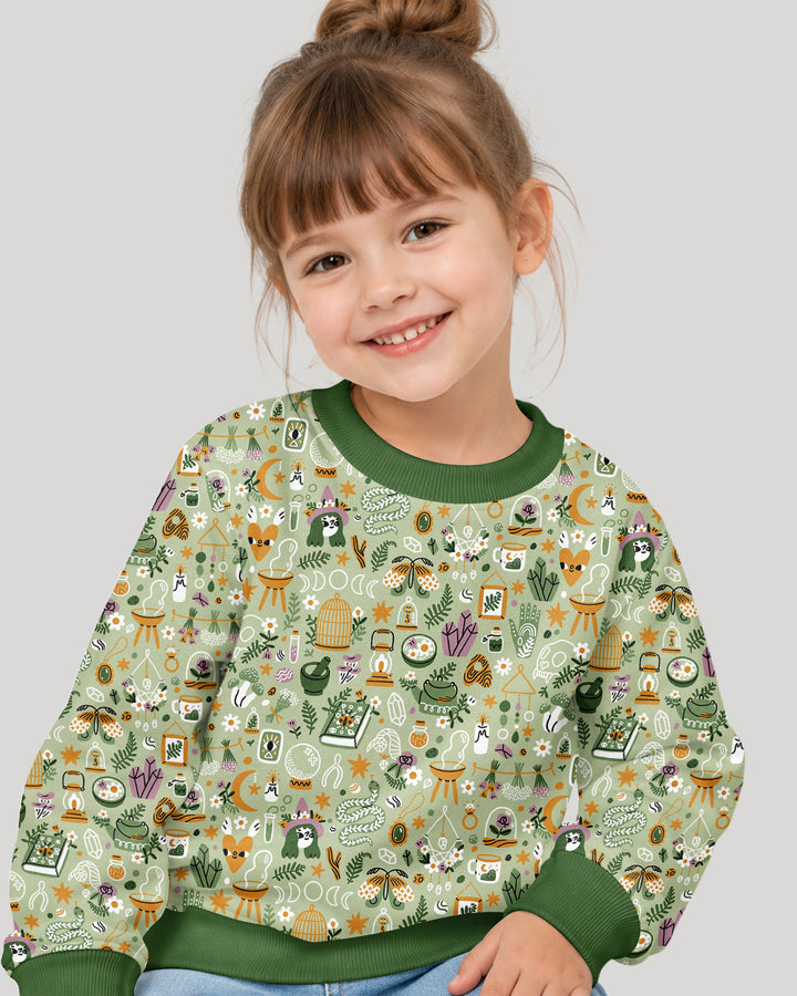 Boho Witchy Celestial Magic Floral Bamboo Crewneck Sweatshirt