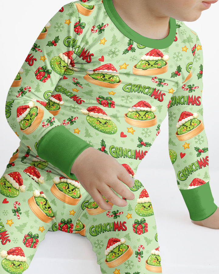 Grinchmas Dumpling Bamboo Two Piece Long Sleeve Pajama Set
