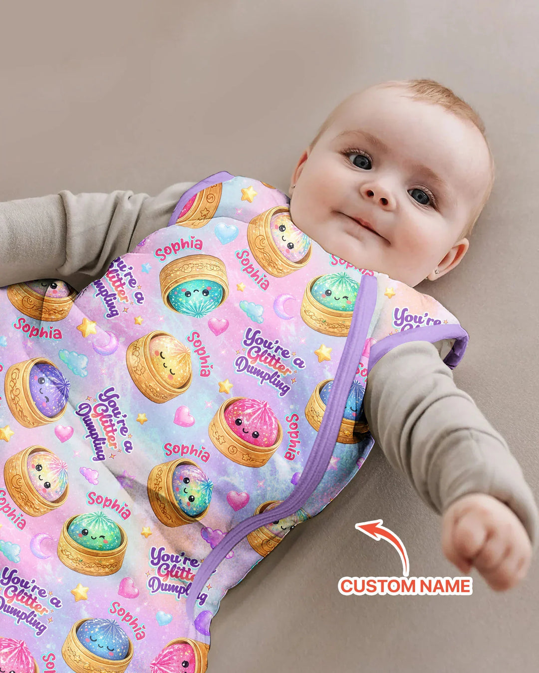 Custom Name You're A Glitter Dumpling Bamboo Sleep Bag
