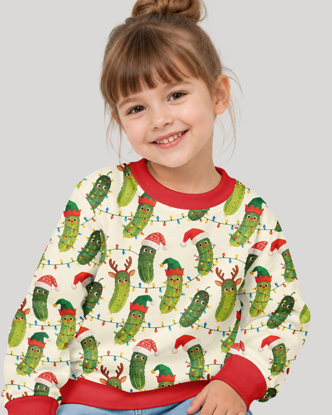 Cheerful Christmas Pickle Bamboo Crewneck Sweatshirt