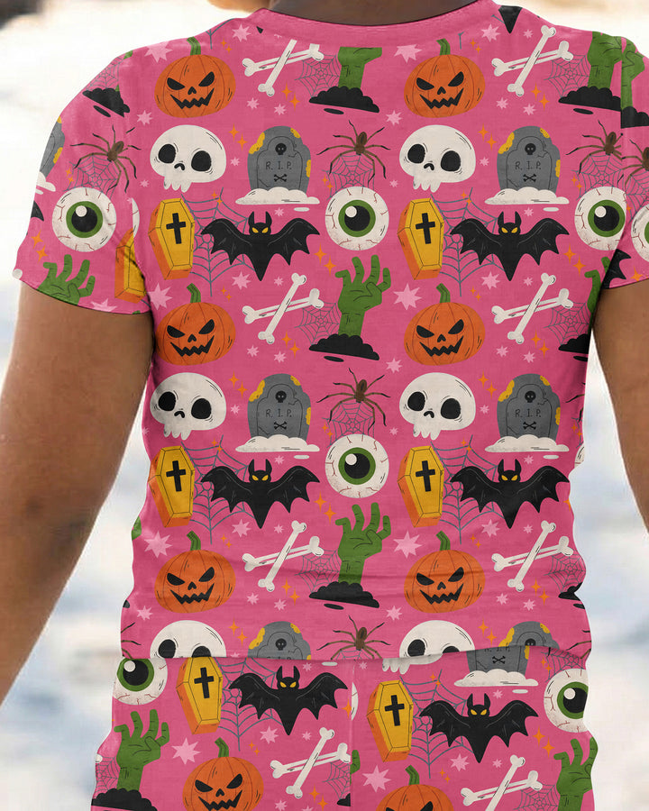 Little Monsters Bamboo Two Piece Short Sleeve Pajama Set For Haloween