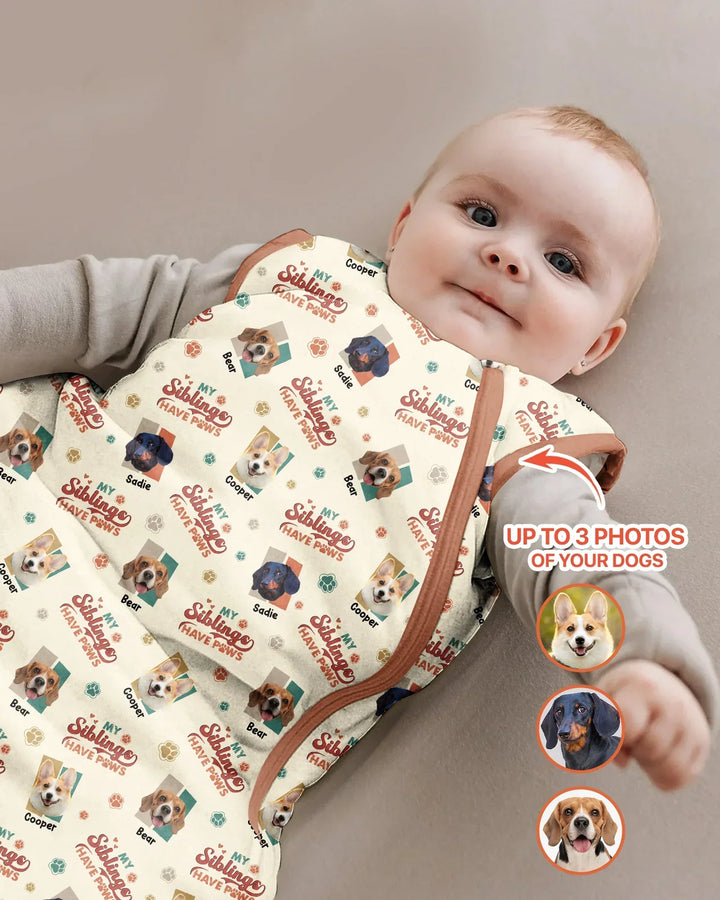 Custom Dog Photos "My Siblings Have Paws" Bamboo Sleep Bag