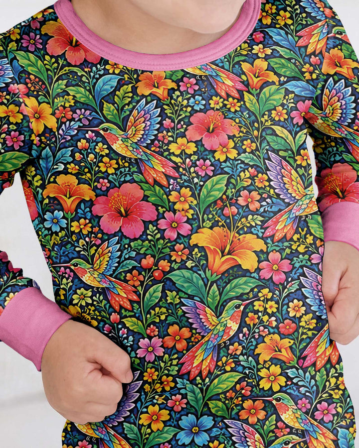 Hummingbird Paradise Bamboo Two Piece Long Sleeve Pajama Set
