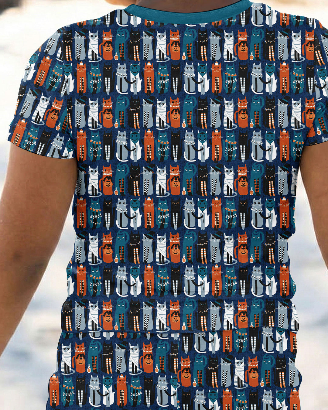 Retro Halloween Cat Bamboo Two Piece Short Sleeve Pajama Set