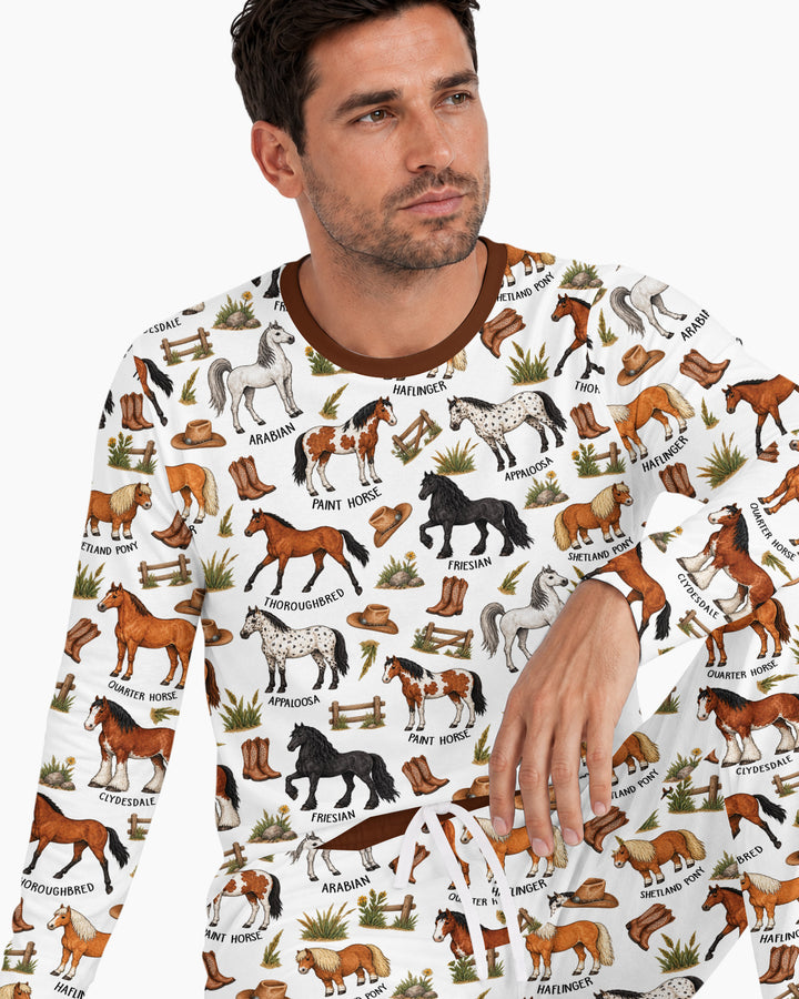 Types Of Horses Bamboo Men's Pajama Set