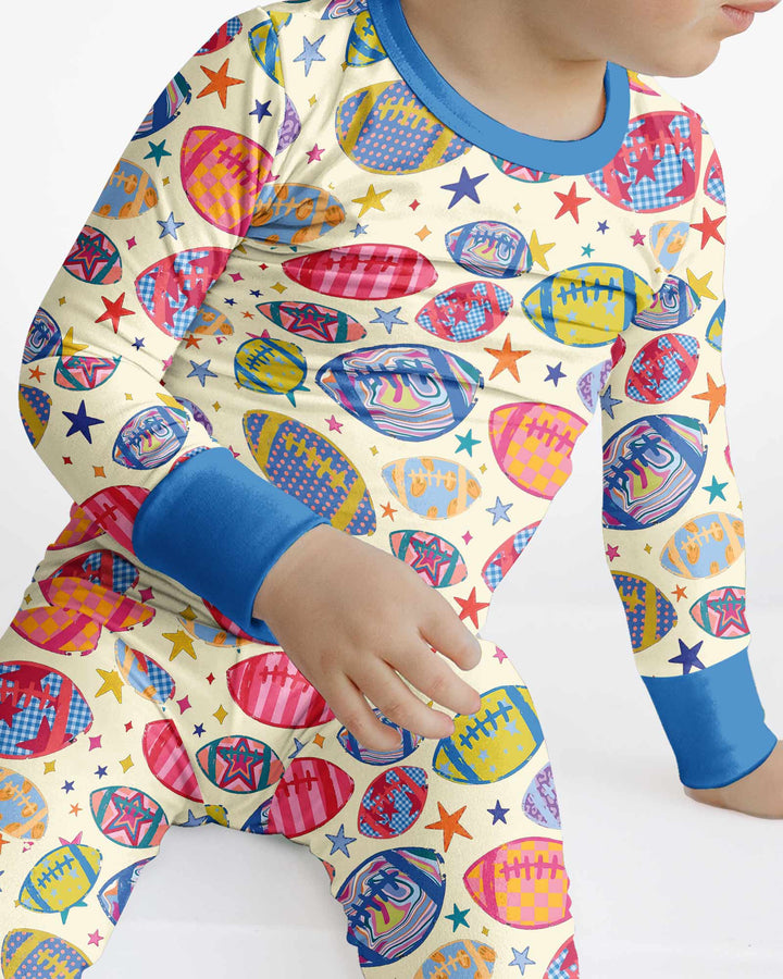 Football Season Bamboo Two Piece Long Sleeve Pajama Set