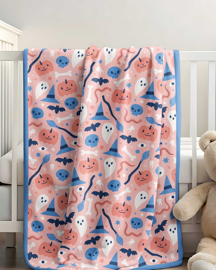 Pastel Pumpkins Skulls And Witch Craft Bamboo Blanket