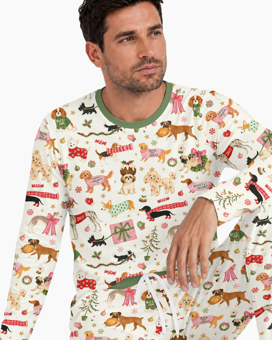 Festive Dog Merry Woofmas Bamboo Men's Pajama Set