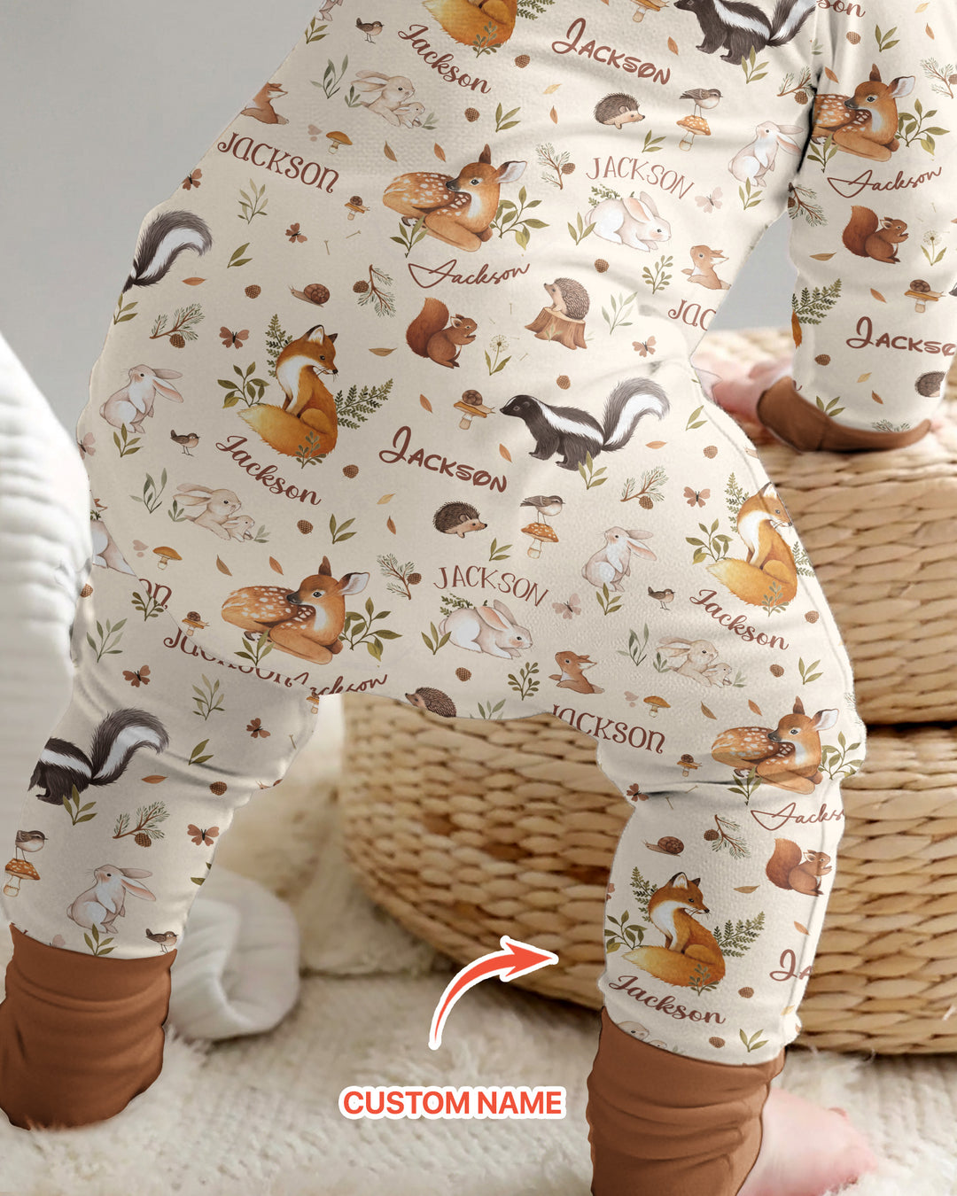 Custom Name Woodland Friends Bamboo Convertible Zippy
