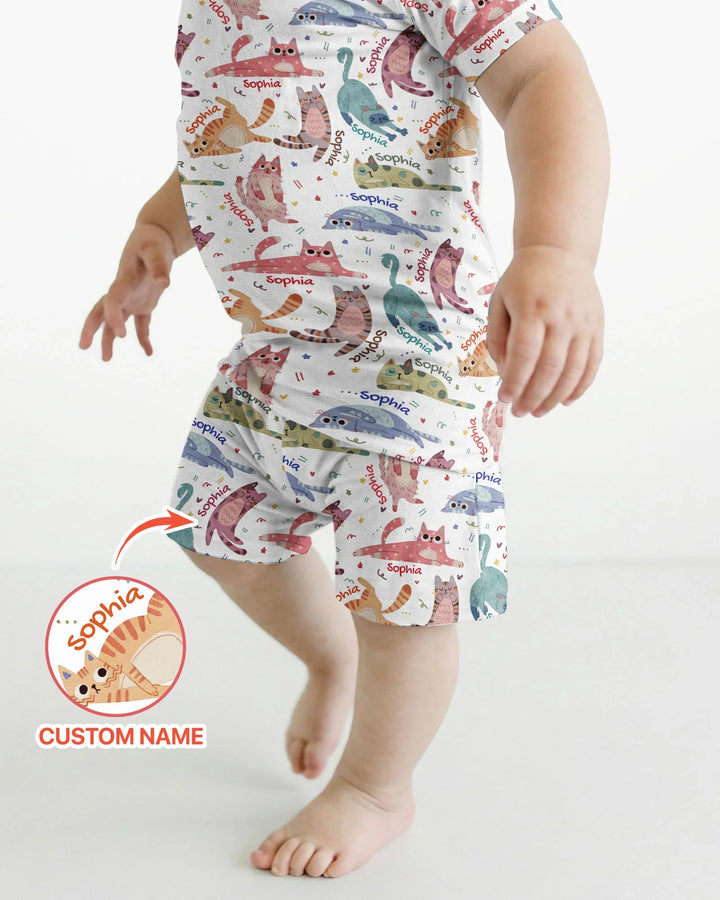 Zweiteiliges Pyjama-Set mit kurzen Ärmeln und Shorts im Sommer-Design
