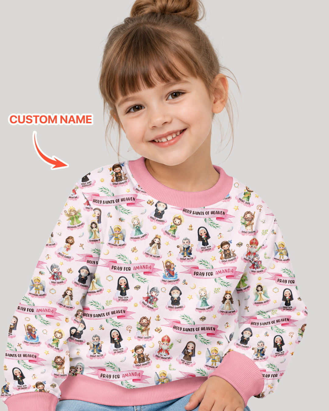 Holy Saints of Heaven Custom Name Bamboo Crewneck Sweatshirt