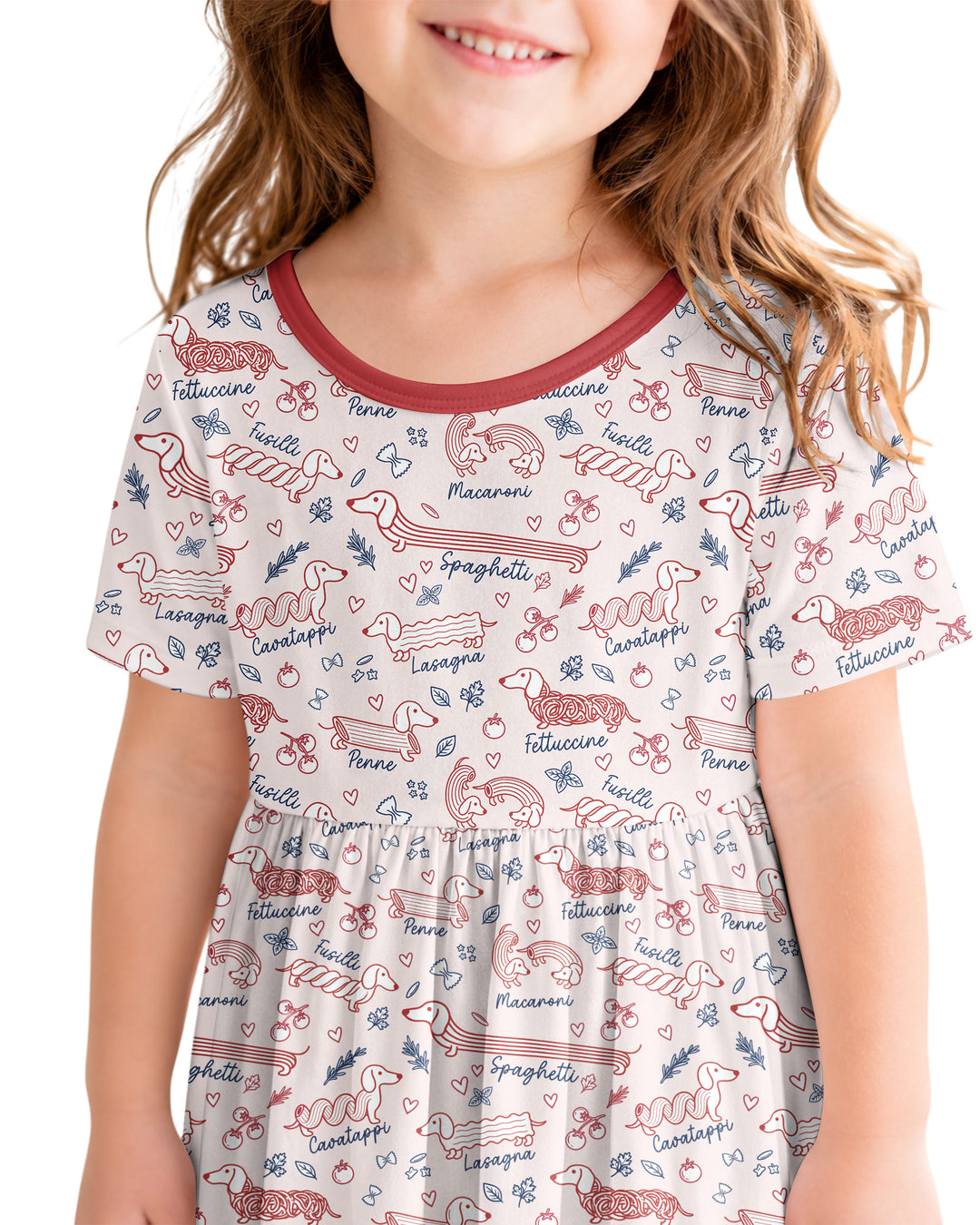 Funny Dachshund Pasta Pups Bamboo Twirl Dress