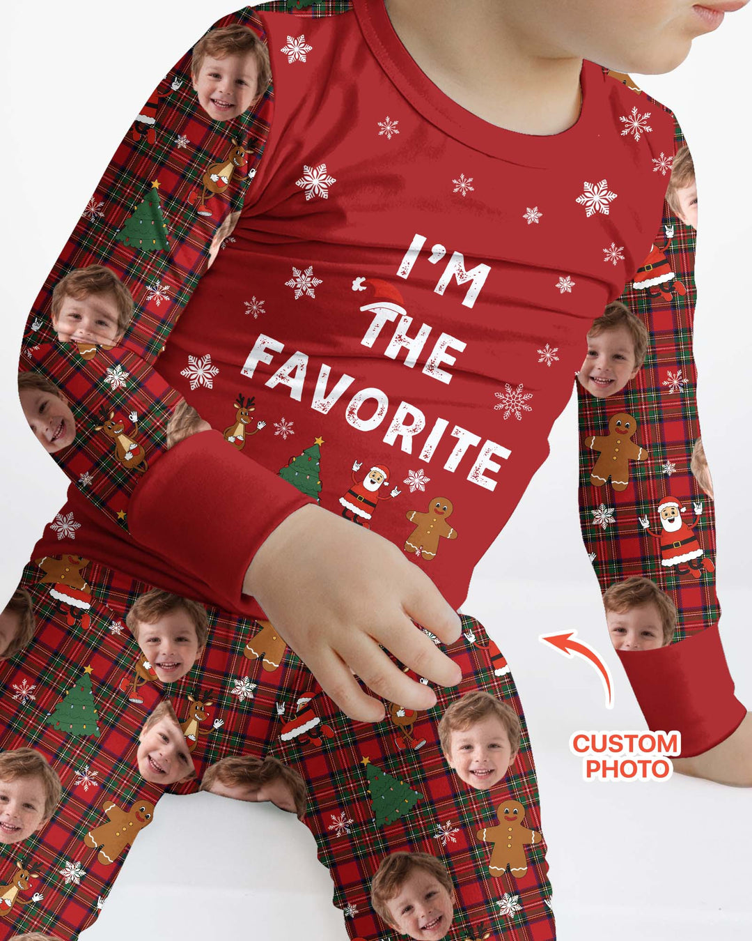 I'm The Favorite Christmas Funny Brother Sister Matching Bamboo Two Piece Long Sleeve Pajama Set