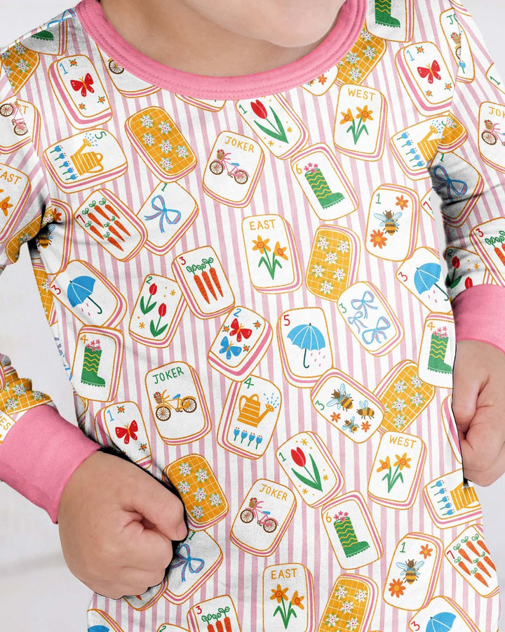 Mahjong Club Mommy & Me Matching Bamboo Two Piece Long Sleeve Pajama Set
