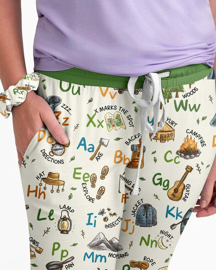 Adventure Alphabet ABCs Summer Camp Bamboo Women Pajama Set