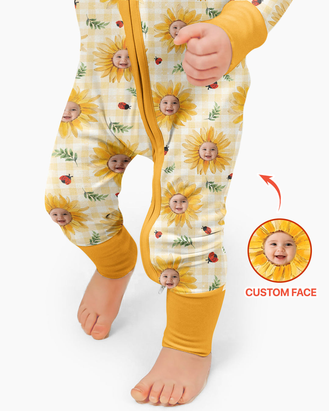 Gerippte Babykleidung mit individuellem Foto - Weich &amp; Skizzenhaft