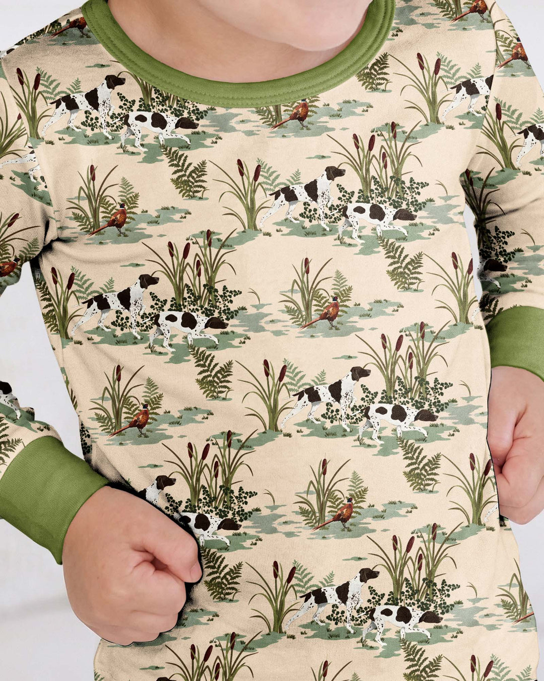 Vintage Pheasant & Hunting Dog Field Family Matching Bamboo Two Piece Long Sleeve Pajama Set