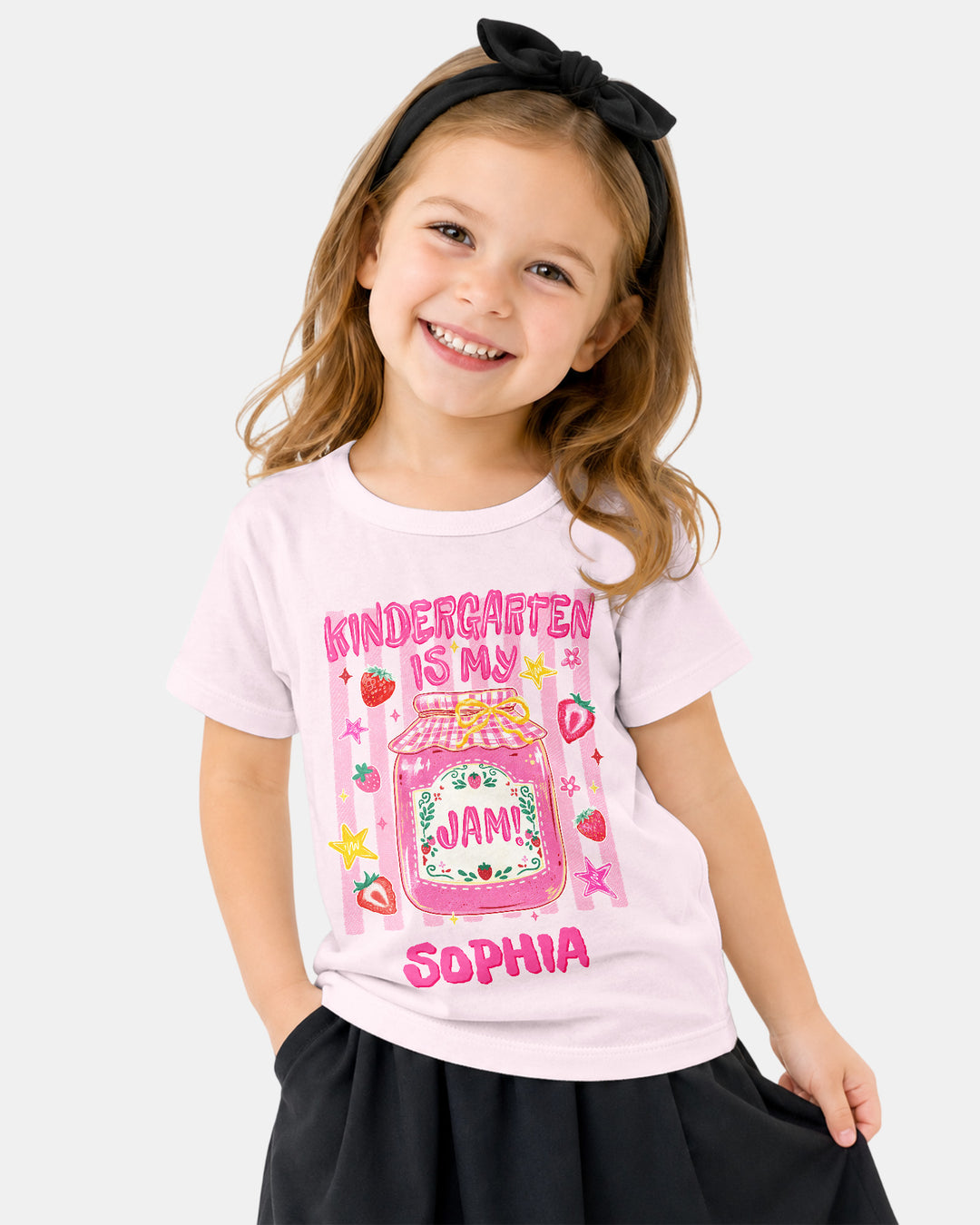 School Coquette Strawberry Custom Name Bamboo Crewneck T-Shirt