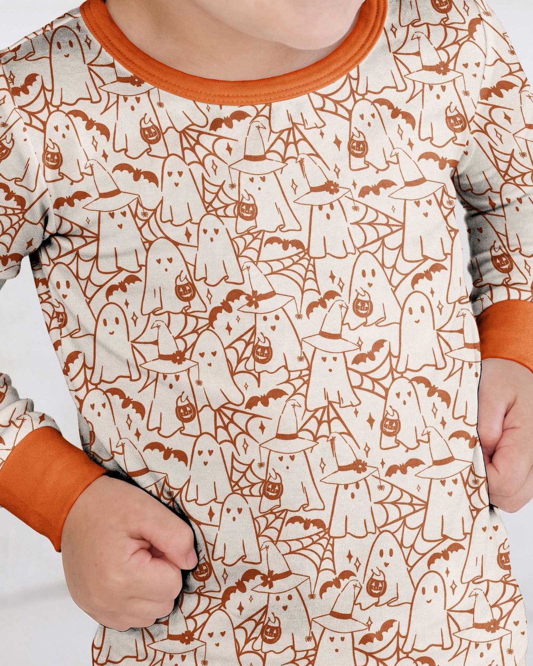 Boo Trick or Treat Ghosts Halloween Bamboo Two Piece Long Sleeve Pajama Set
