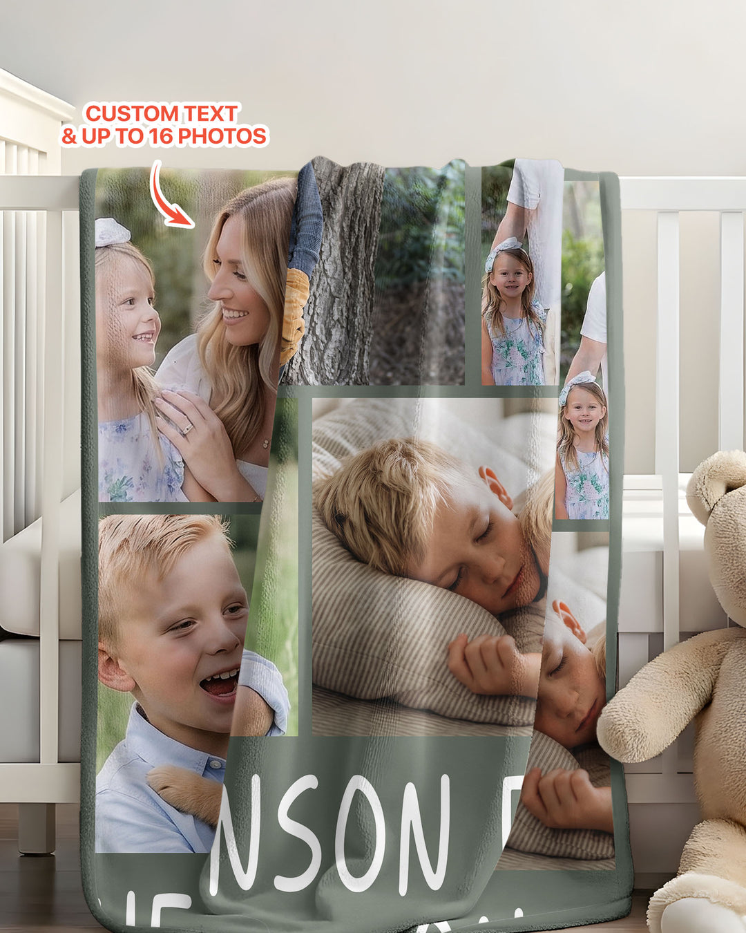 Custom Photo Collage Family Bamboo Blanket