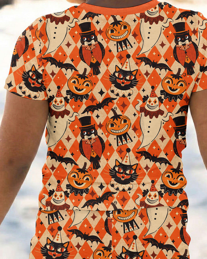 Vintage Halloween Carnival Bamboo Two Piece Short Sleeve Pajama Set