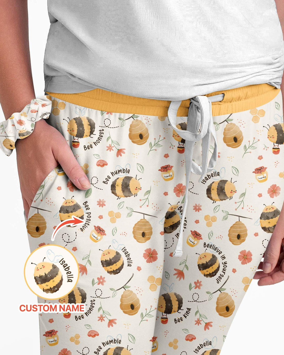 Bienenkind Personalisierter Name Damen-Pyjama-Set aus Bambus