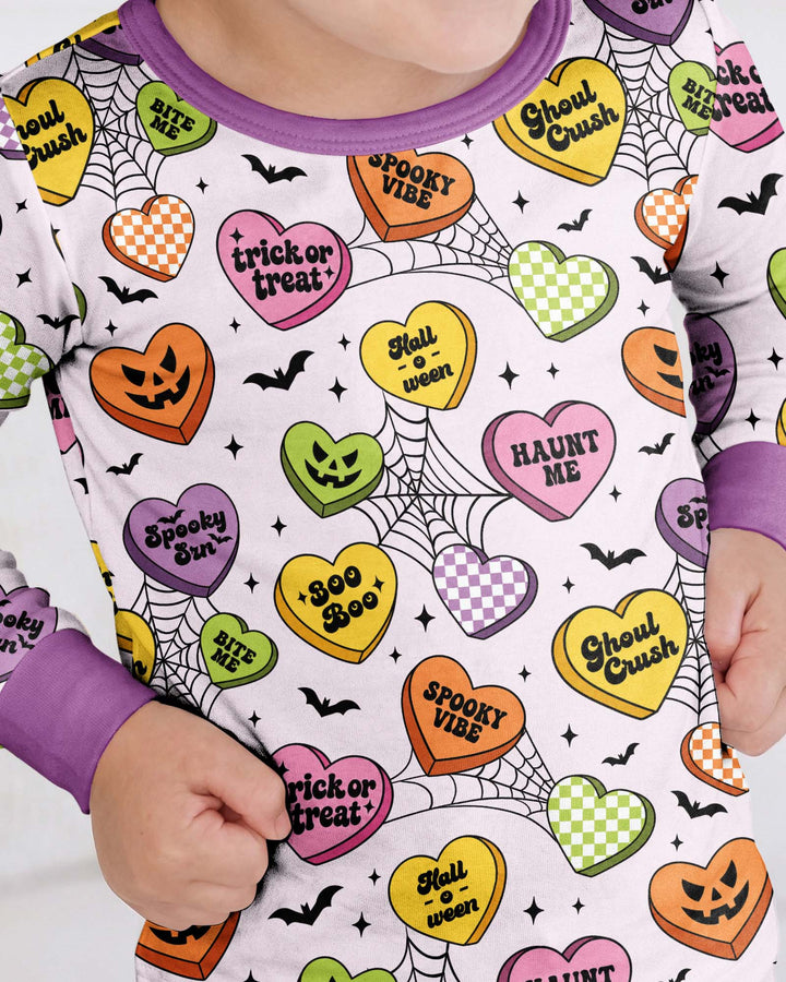 Halloween Candy Hearts Bamboo Two Piece Long Sleeve Pajama Set